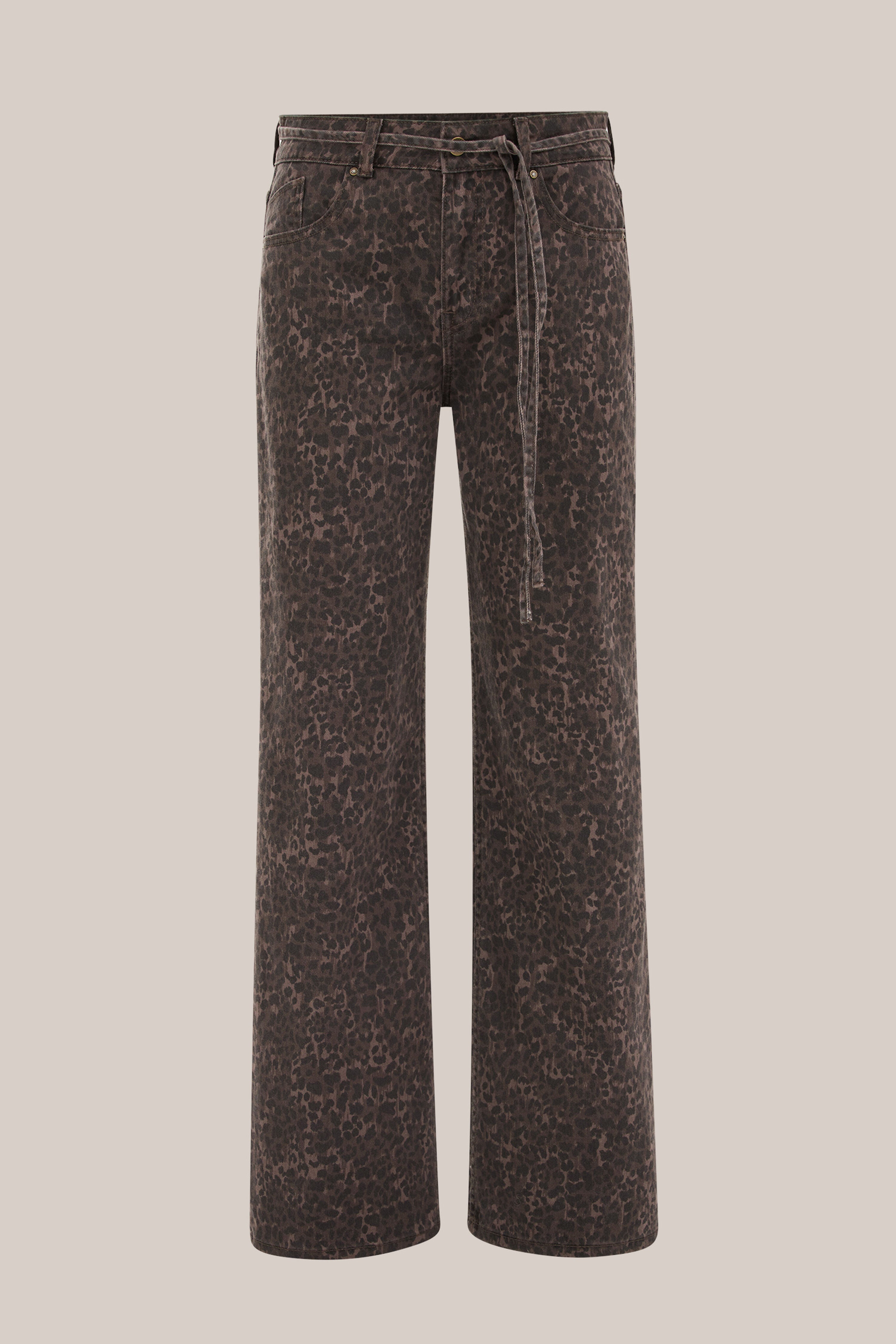 Damen-Jeans mit weitem Bein und Leopardenmuster