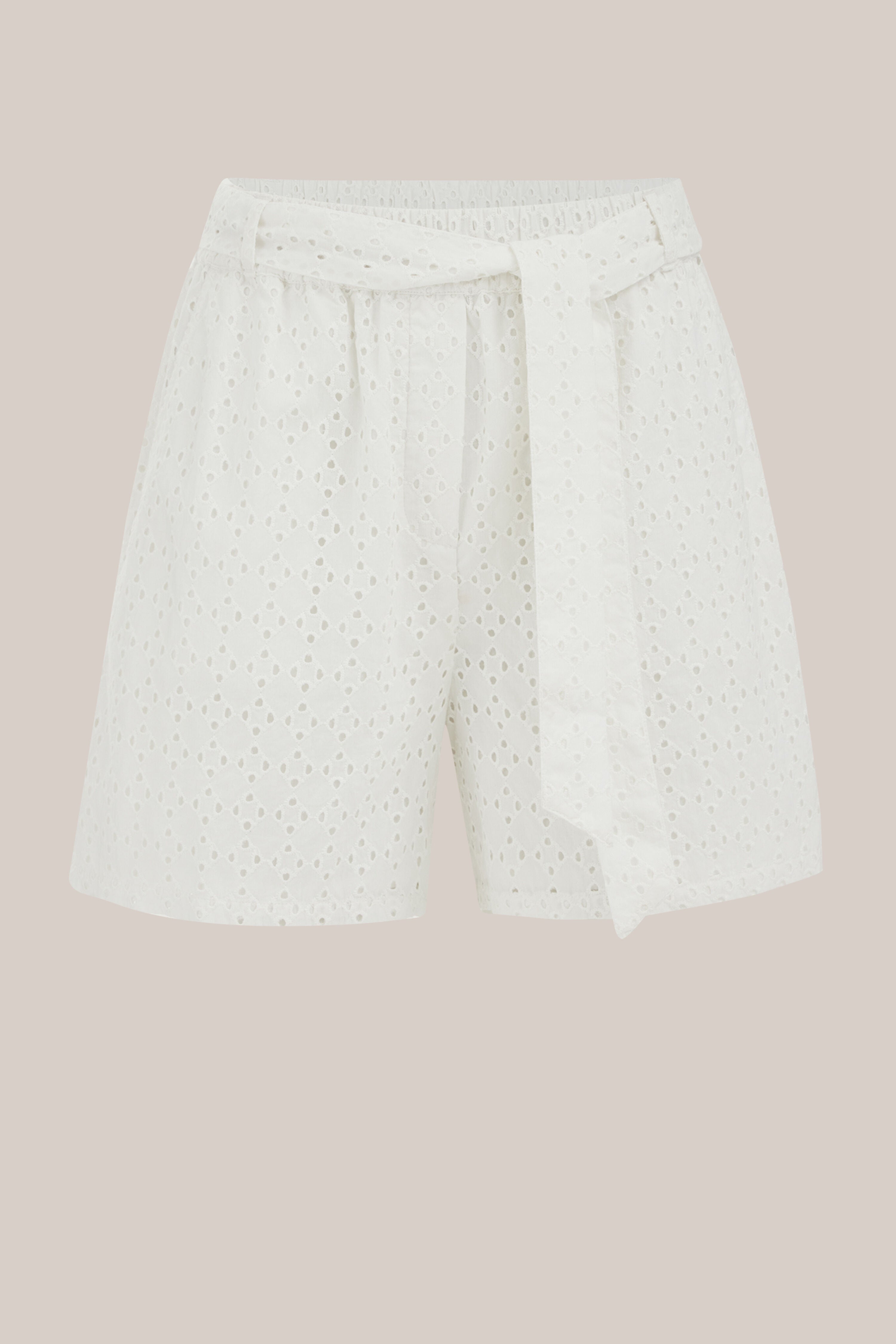 Locker geschnittene Damen-Shorts mit Lochstickerei.