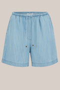 Mid-Rise Denim-Shorts für Damen mit Nadelstreifen